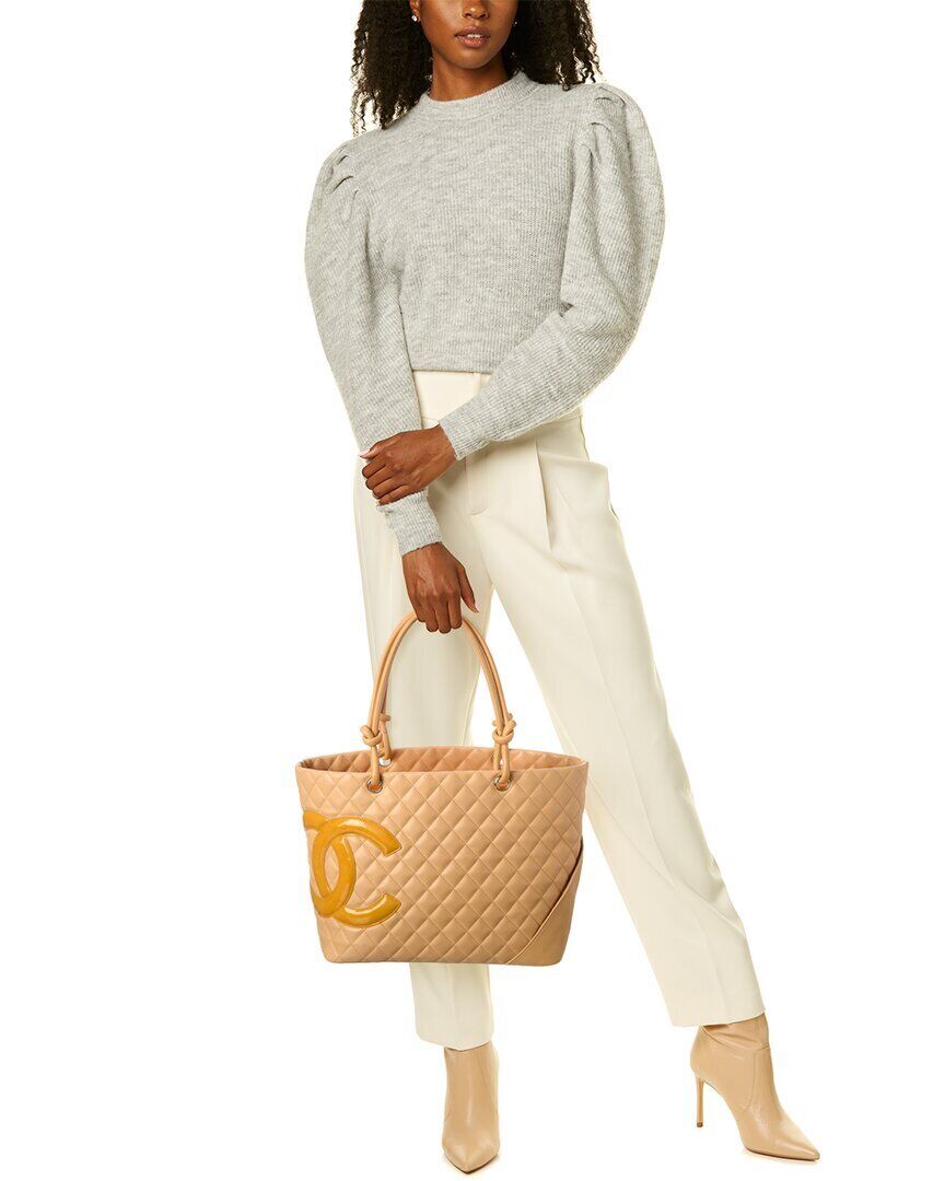 Chanel Neutral Quilted Lambskin Leather Large Cambon Tote ( Pre- Owned)