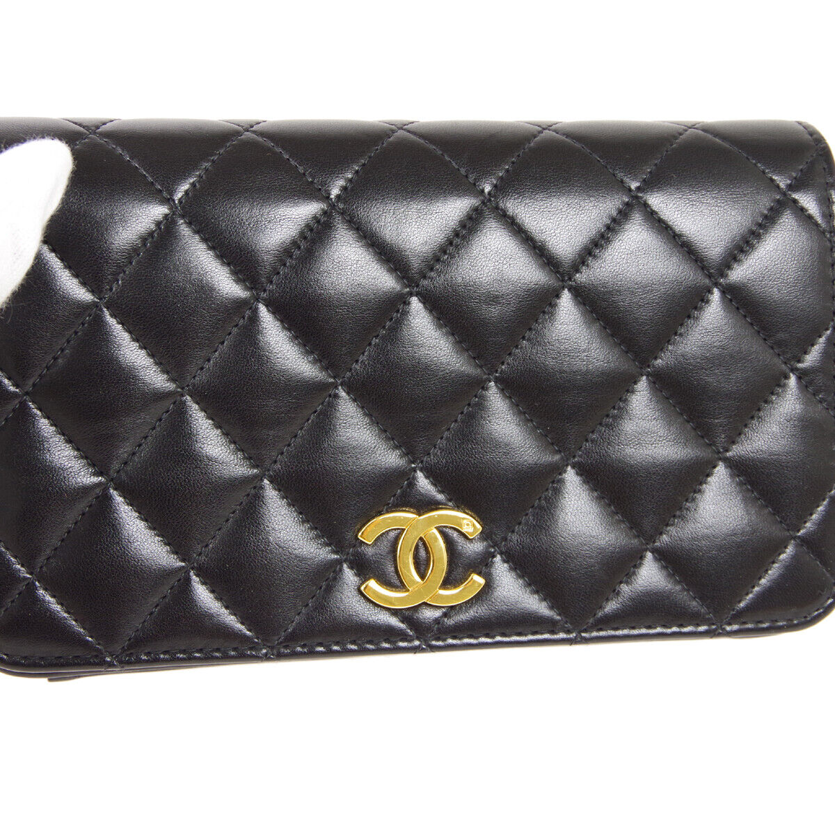 CHANEL Quilted Full Flap Single Chain Shoulder Bag Black Lambskin