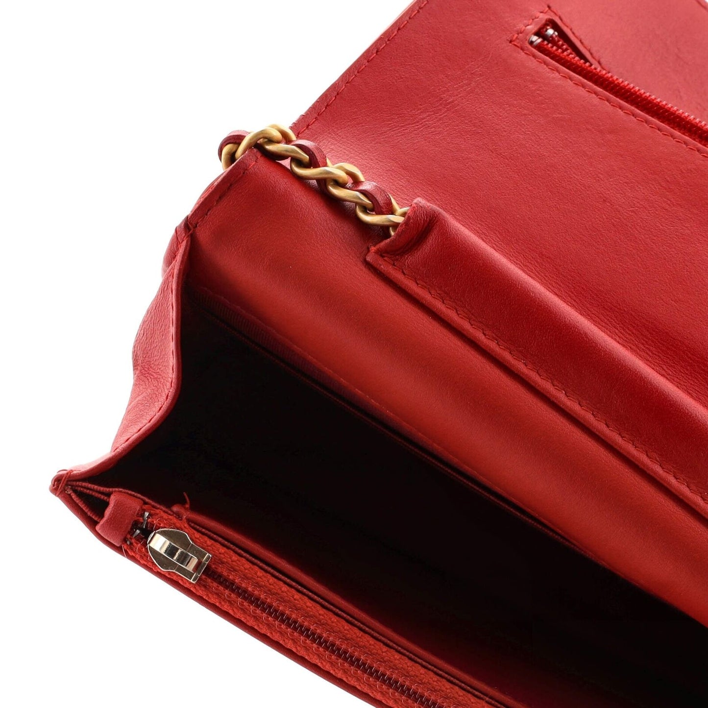 Chanel Filigree Wallet on Chain Quilted Caviar Red