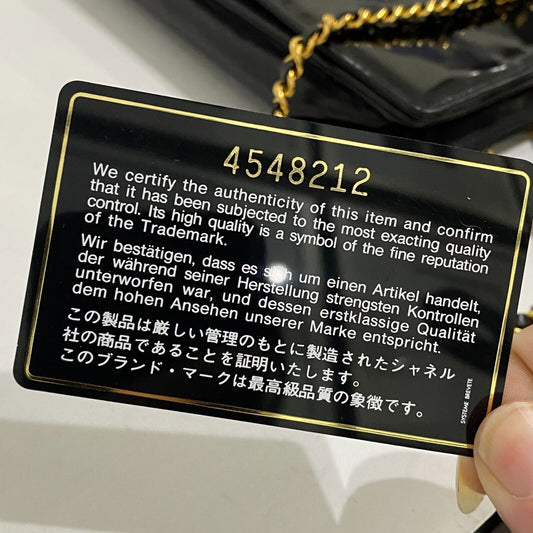 Chanel   Black Patent Leather CC Logo Wallet On Chain WOC Bag