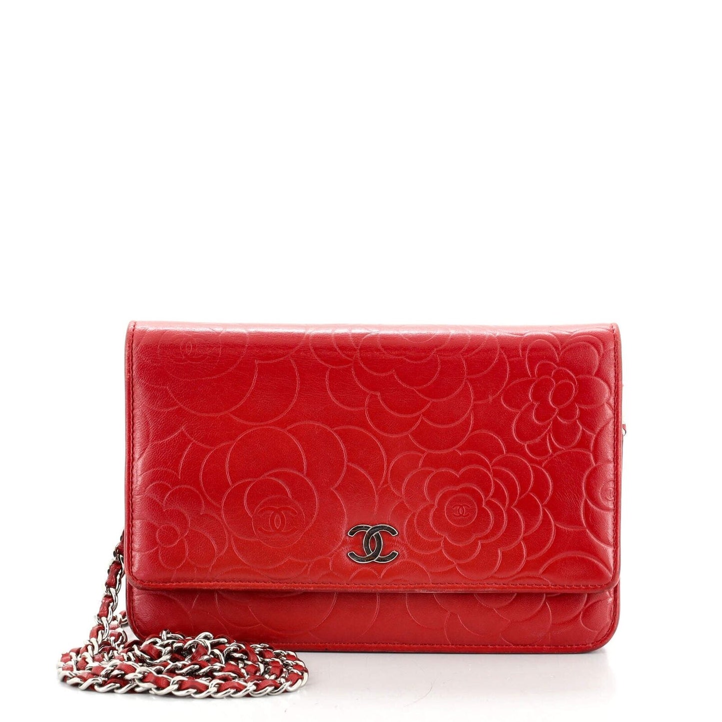 Chanel Wallet on Chain Camellia Lambskin Red
