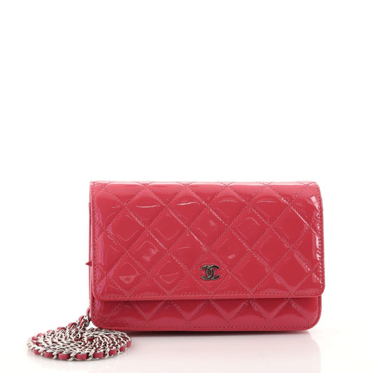 Chanel Wallet on Chain Quilted Patent Pink
