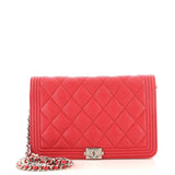 Chanel Boy Wallet on Chain Quilted Caviar Pink