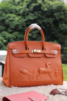 Luxury Hermes Birkin Horse Togo Leather Orange 35cm