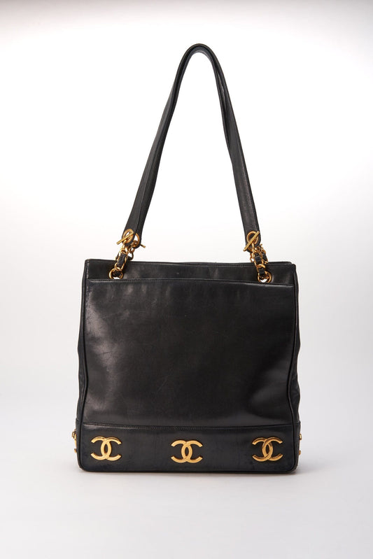 Chanel Black Leather Tote Bag