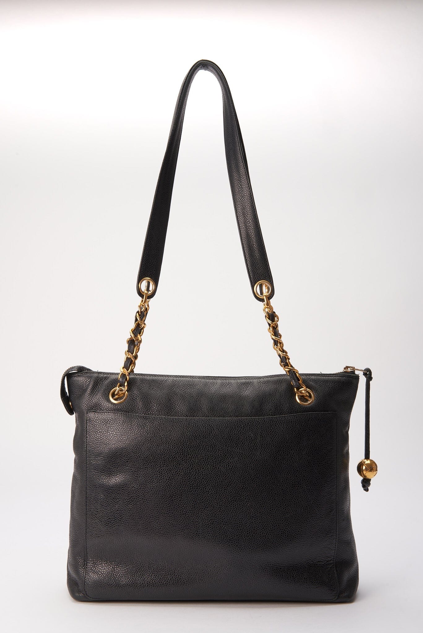 Chanel Black Leather Tote Bag with 24K Gold Plated Hardware