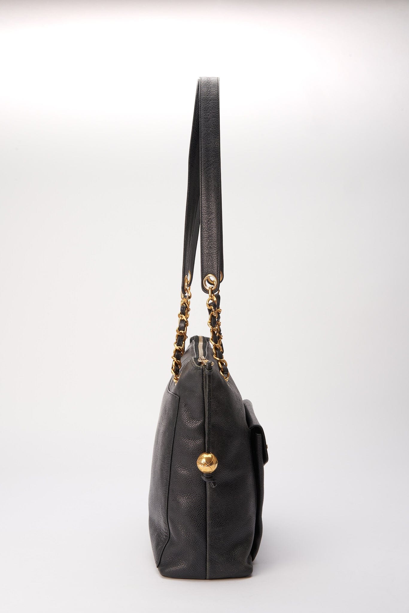 Chanel Black Leather Tote Bag with 24K Gold Plated Hardware