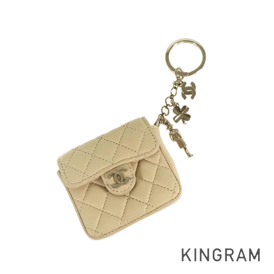 CHANEL Mini Mini Matelasse Bag Key Ring Key Holder Bag Charm COCO Mark Clover Motif key ring
