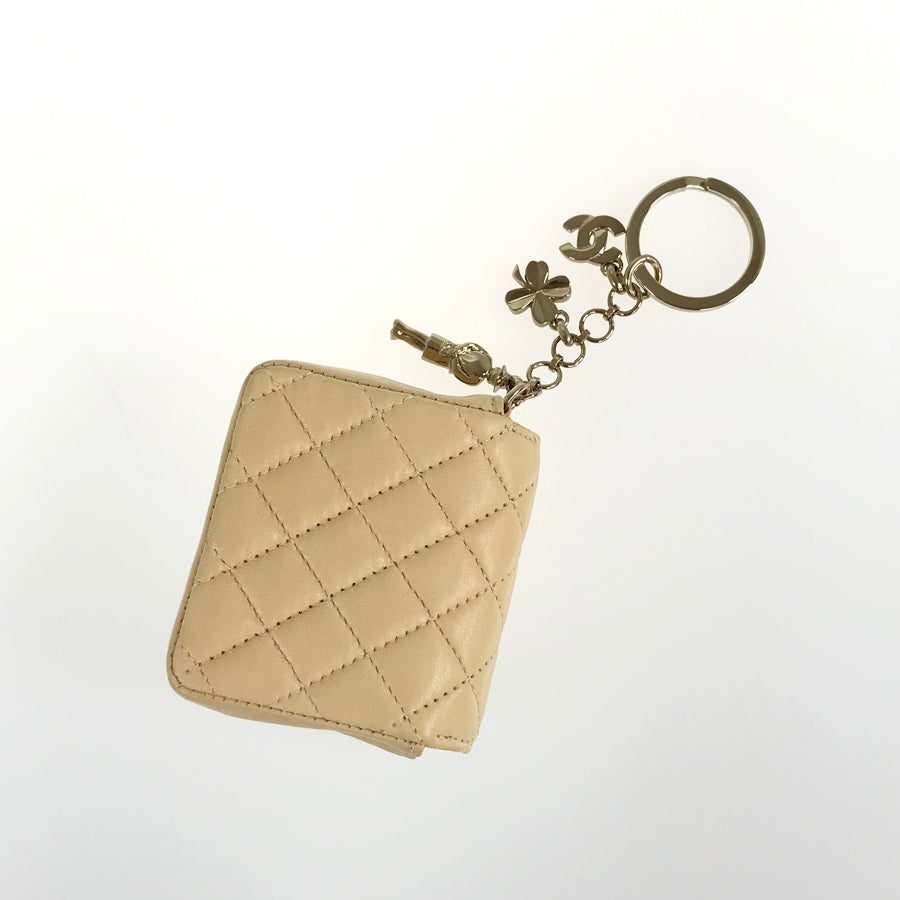 CHANEL Mini Mini Matelasse Bag Key Ring Key Holder Bag Charm COCO Mark Clover Motif key ring