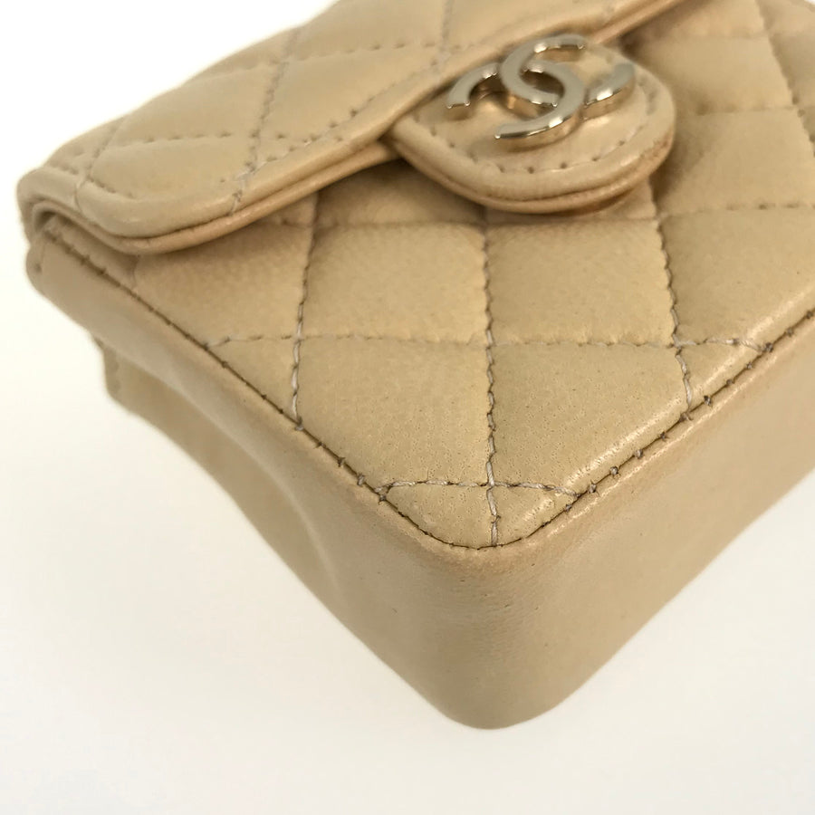 CHANEL Mini Mini Matelasse Bag Key Ring Key Holder Bag Charm COCO Mark Clover Motif key ring