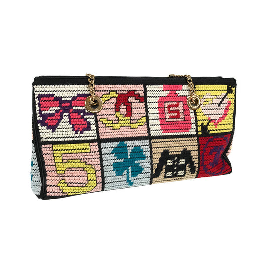 CHANEL ChainShoulder Icon Knit Patchwork Gold Hardware Shoulder Bag