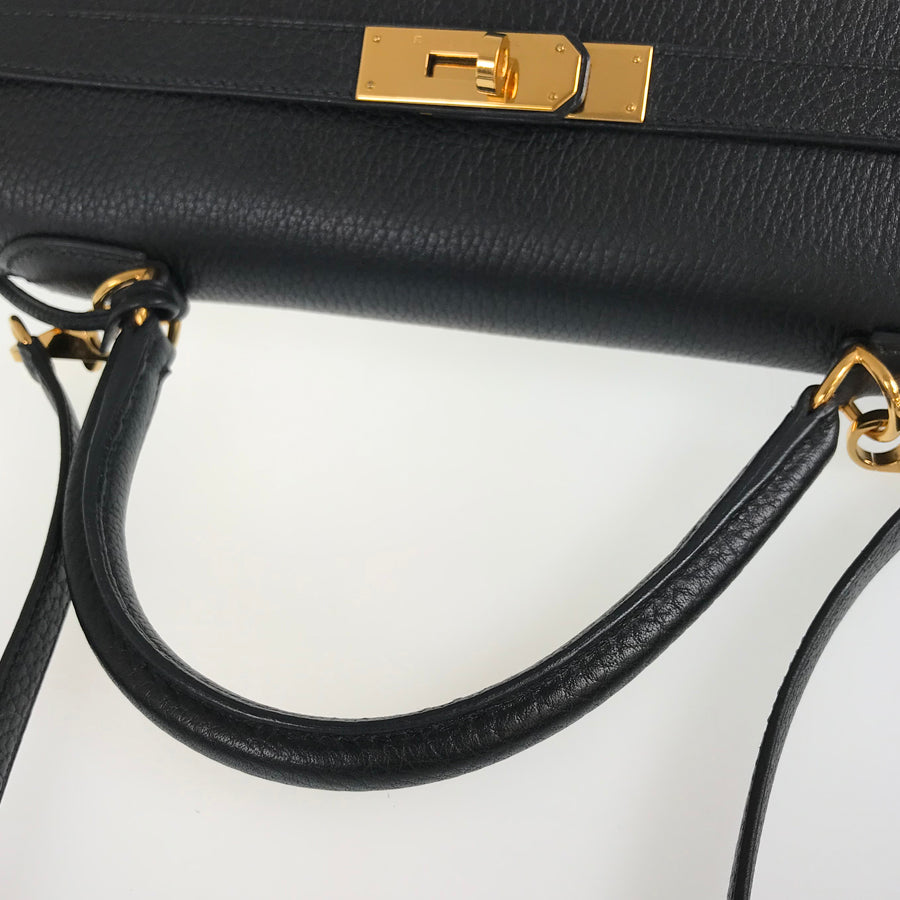 HERMES ?D engraved 2000 production Gold Hardware Handbag
