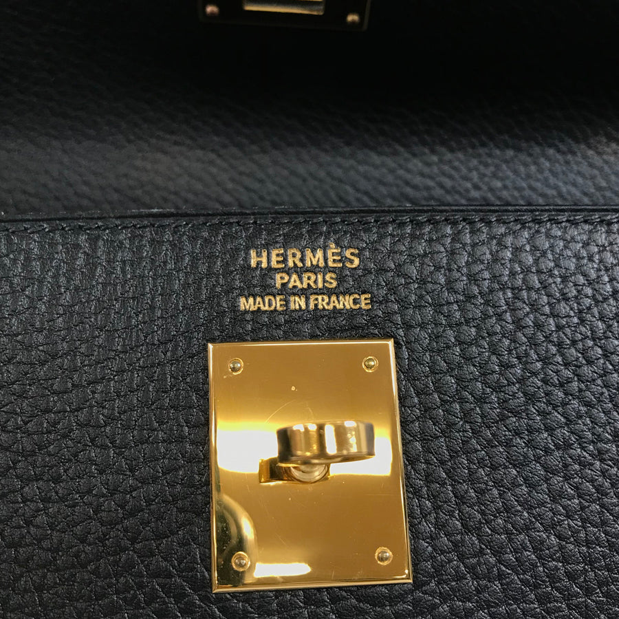HERMES ?D engraved 2000 production Gold Hardware Handbag