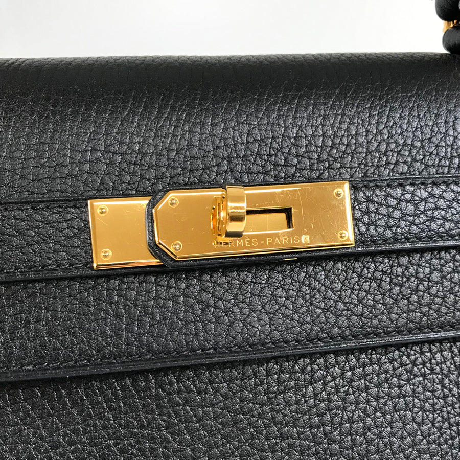 HERMES ?D engraved 2000 production Gold Hardware Handbag