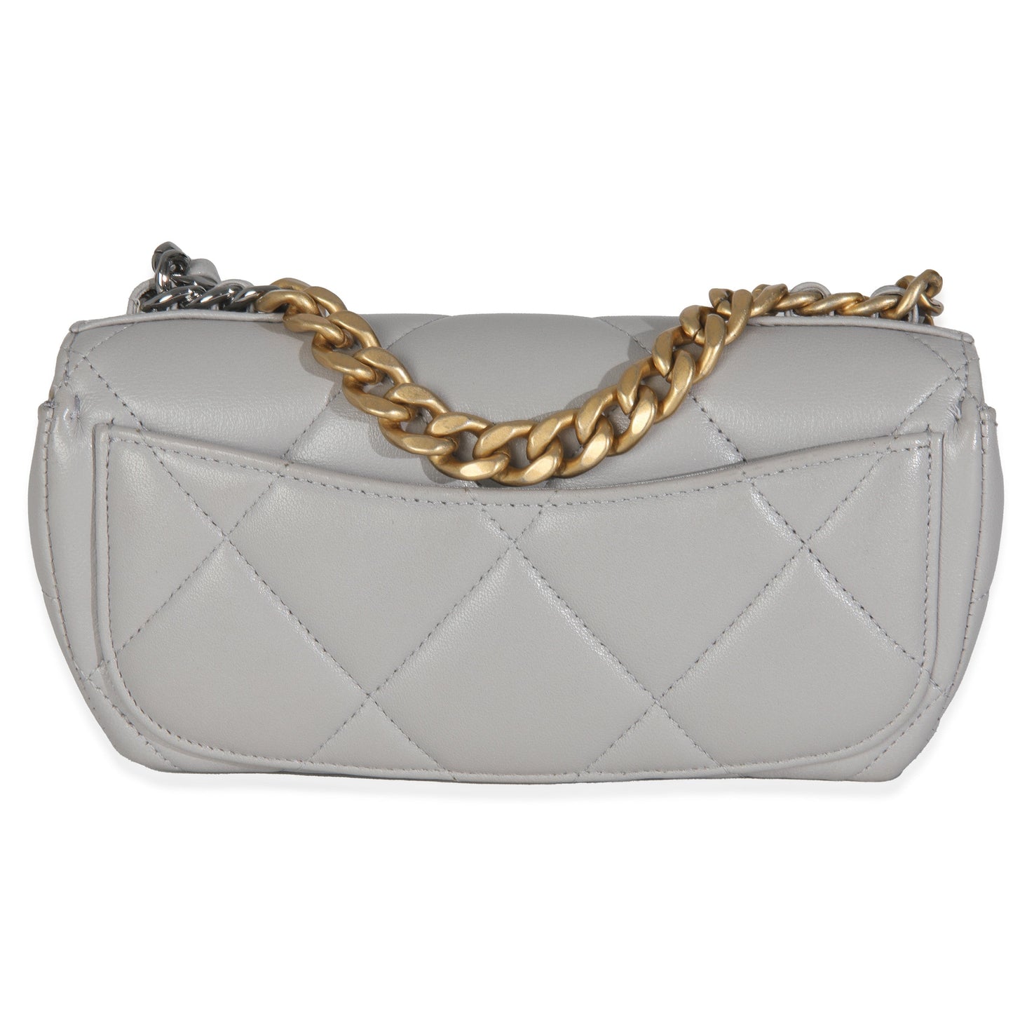 Chanel Grey Quilted Lambskin Chanel 19 Sunglasses Case With Chain