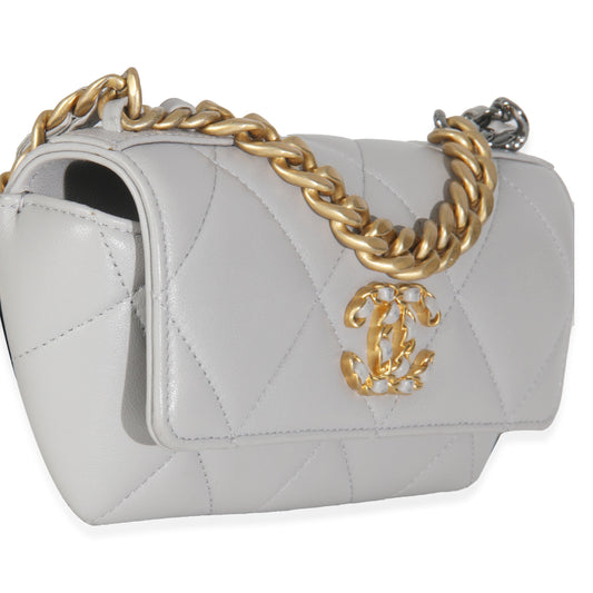 Chanel Grey Quilted Lambskin Chanel 19 Sunglasses Case With Chain