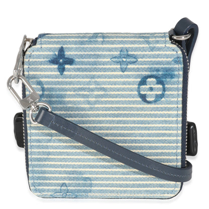 Louis Vuitton Blue Hickory Stripes Denim Monogram Watercolor Wallet On Strap