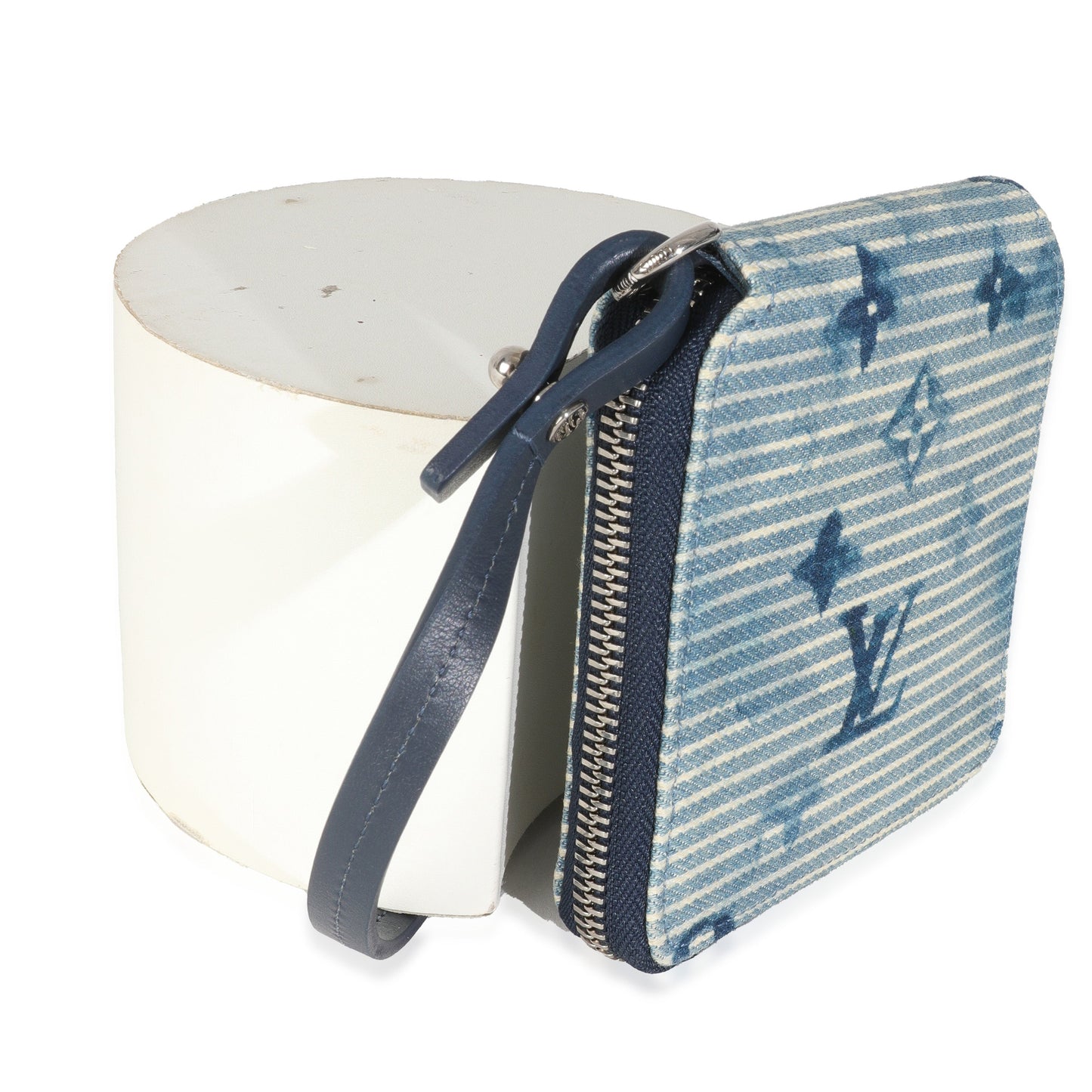 Louis Vuitton Blue Hickory Stripes Denim Monogram Watercolor Wallet On Strap