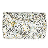 Chanel Multicolor White Cut Out Floral Jumbo Double Flap Bag