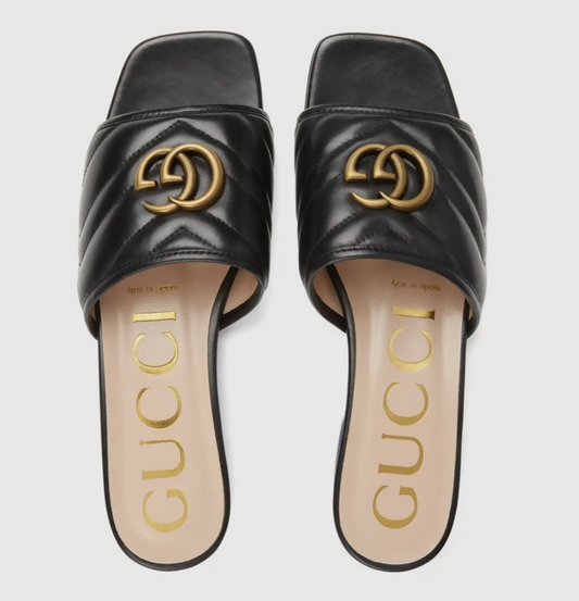 Gucci Double G Leather Slide Sandals