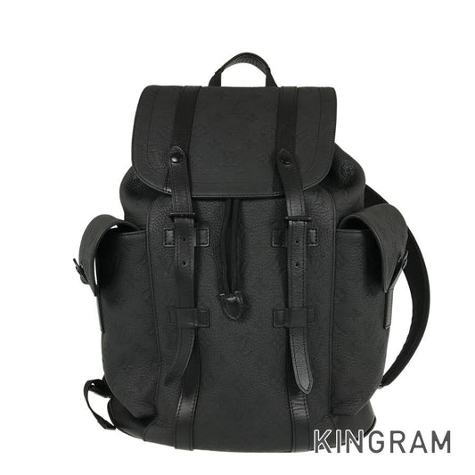 LOUIS VUITTON Monogram Taurillon Clemence Christopher MM Backpack Backpack