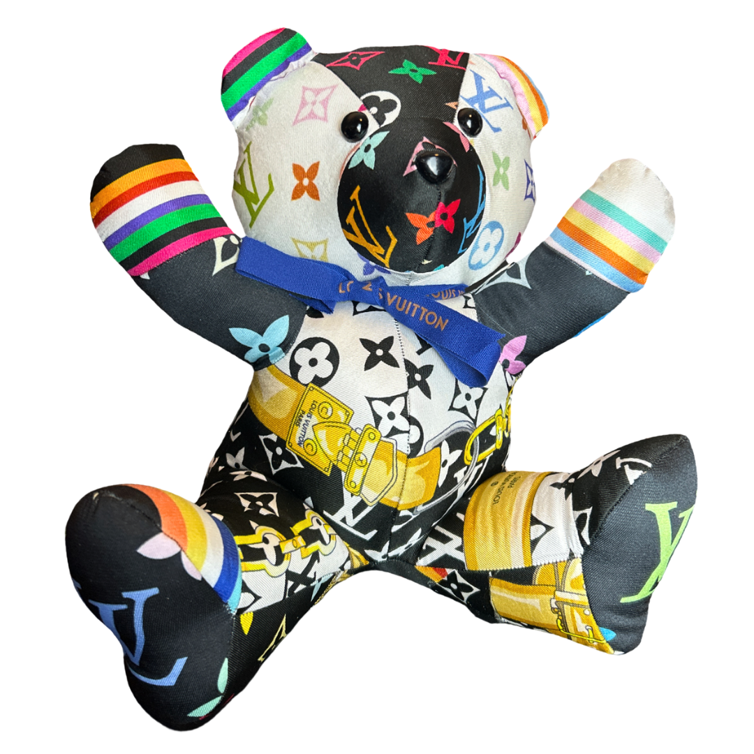 LV Multicolor Monogram   Silk Scarf Tender Teddy Bear
