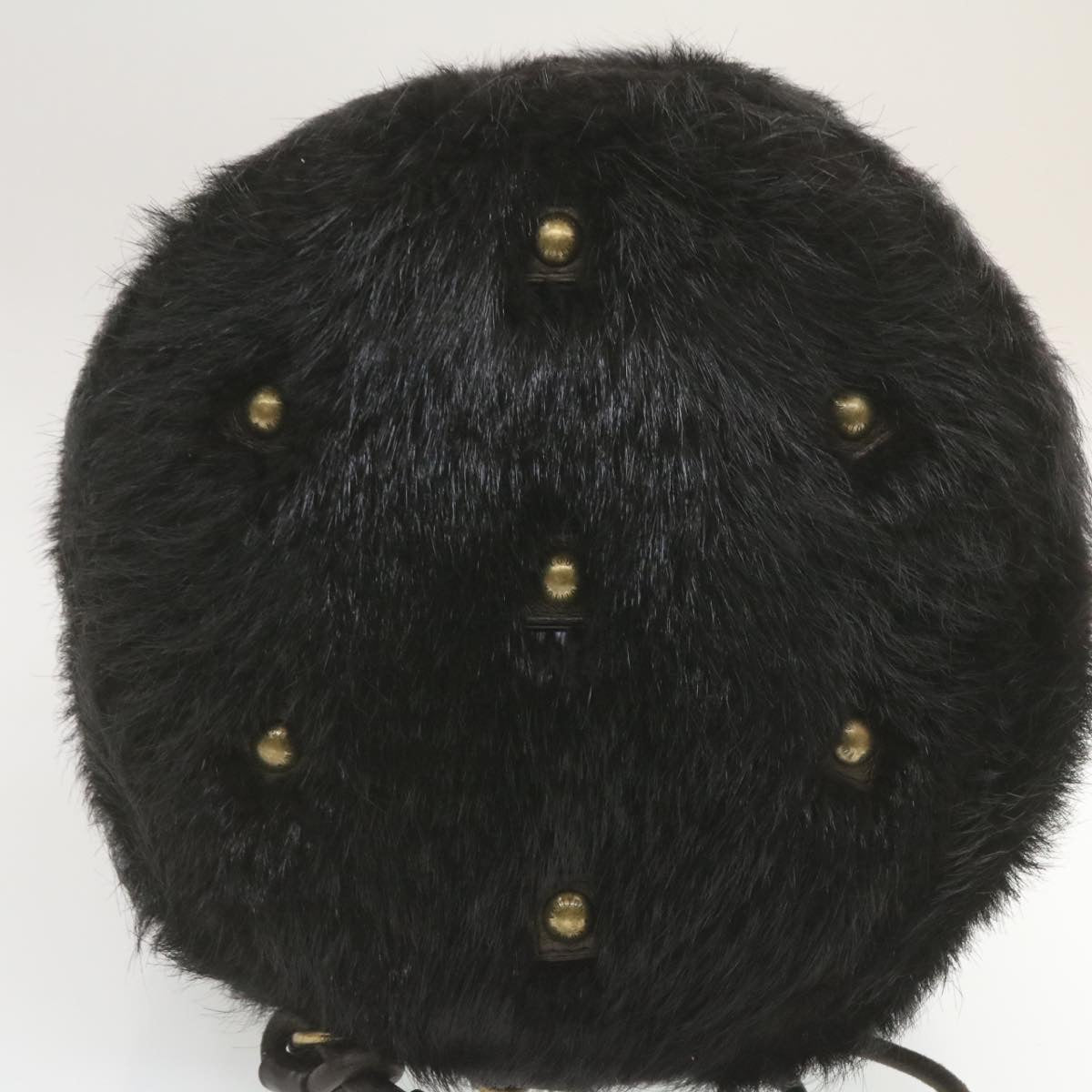 LOUIS VUITTON V line Shoulder Bag fur Black LV Auth th1021