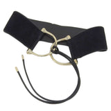 Gucci Suede Wide Belt Black Gold XS
