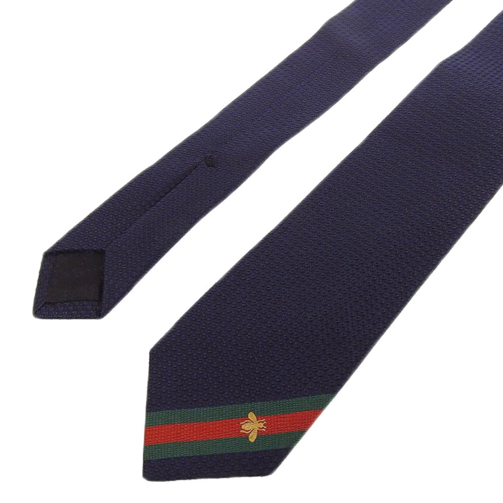 Gucci Silk Narrow Tie Navy Bee