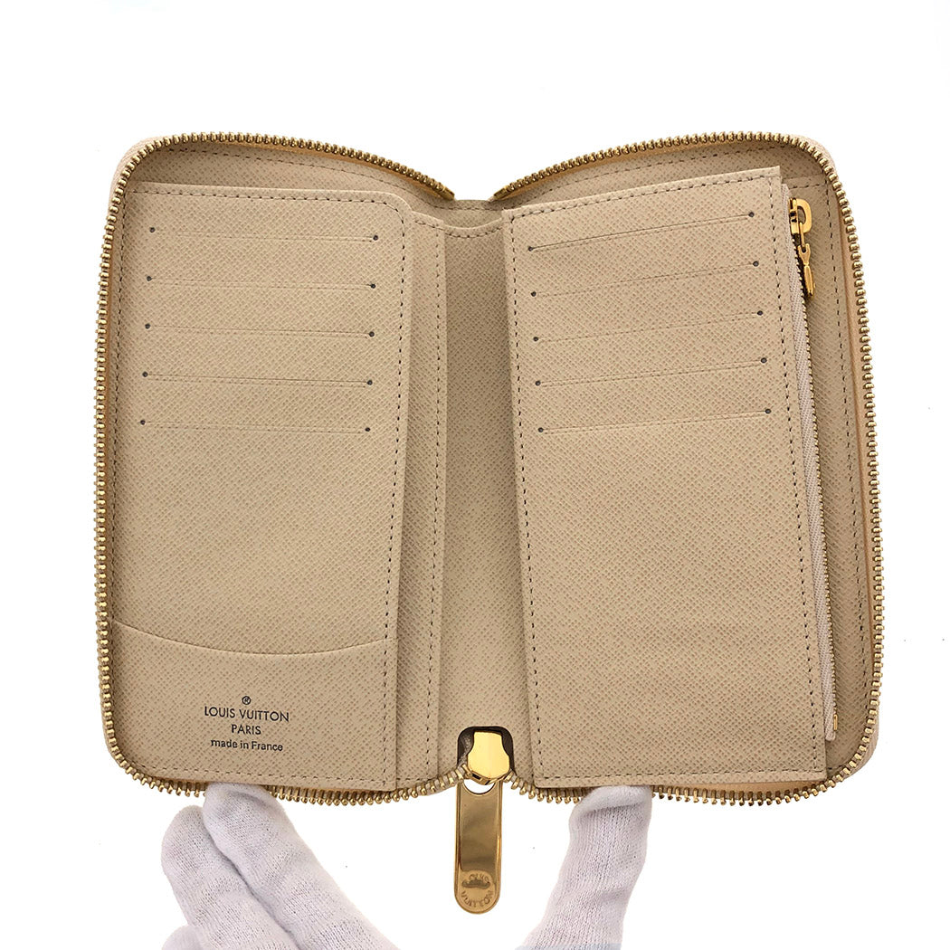 Louis Vuitton Zippy Compact Wallet Damier Azur Bifold Round Zipper