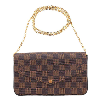 Louis Vuitton Pochette Felicie Damier Ebene Chain Wallet Shoulder Bag