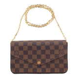 Louis Vuitton Pochette Felicie Damier Ebene Chain Wallet Shoulder Bag