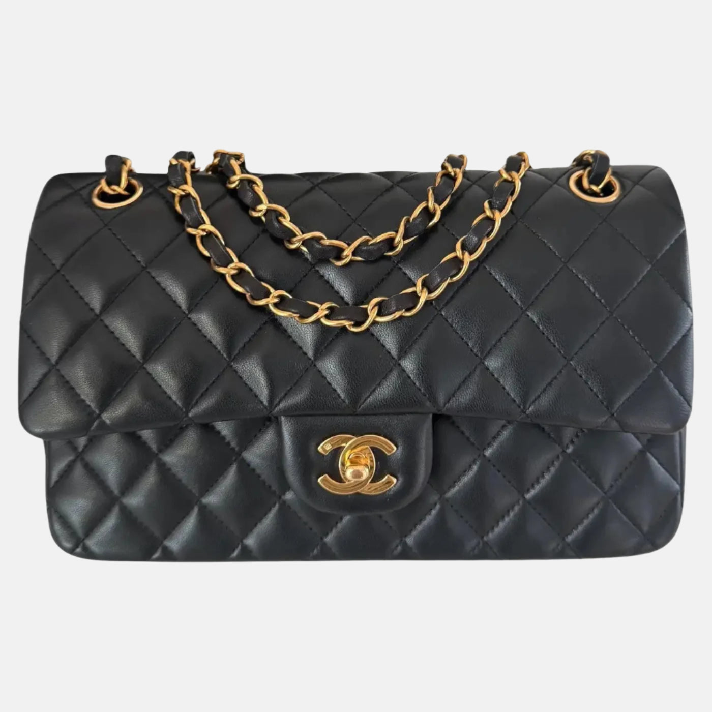 Chanel Classic Flap   Medium Black Lambskin Leather with 24k Gold HW, 1991-1994