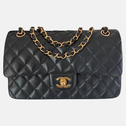 Chanel Classic Flap   Medium Black Lambskin Leather with 24k Gold HW, 1991-1994