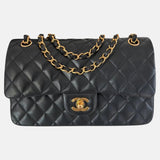 Chanel Classic Flap   Medium Black Lambskin Leather with 24k Gold HW, 1991-1994