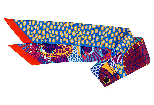Hermes Silk Fish Twilly Scarf