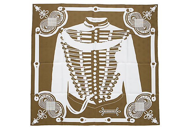 Hermes Brown & Cream Brandebourgs Scarf