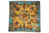 Hermes Blue & Yellow Kachinas Scarf with original box