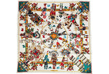 Hermes White & Red Silk Kachinas Scarf