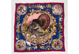 Hermes Blue Texas Wildlife Silk Scarf