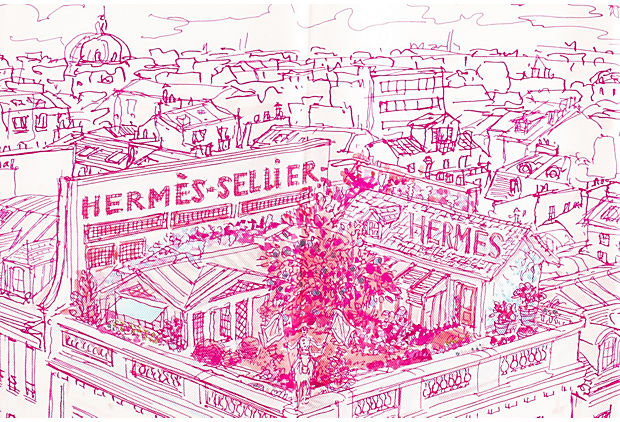 Hermes Fuchsia Le Jardin Silk Gavroche