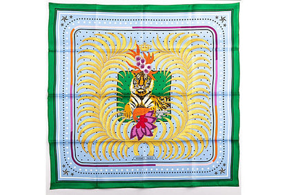 Hermes Imperial Tiger Celeste Silk Scarf