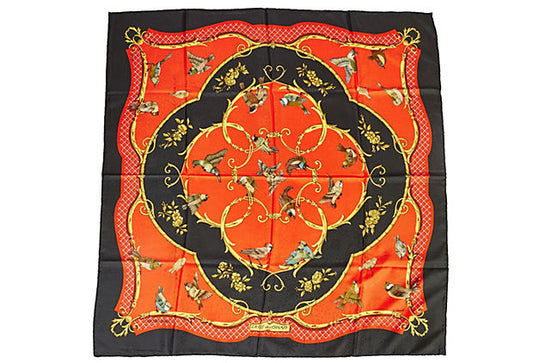Hermes Red/Black La Cle des Champs Scarf