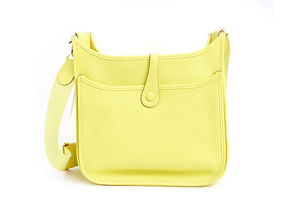 Hermes BNIB Lime Yellow Evelyne PM