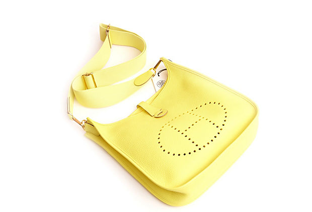 Hermes BNIB Lime Yellow Evelyne PM