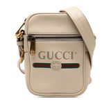 Gucci Logo Print Leather Shoulder Bag