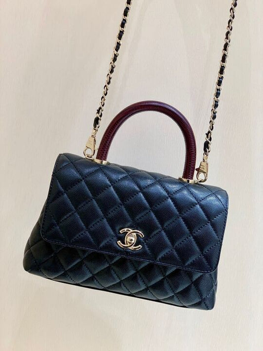 CHL - Medium Flap Bag With Top Handle Navy Blue For Women, Women’s Handbags, Shoulder And Crossbody Bags 9in/23AmeliaA92990