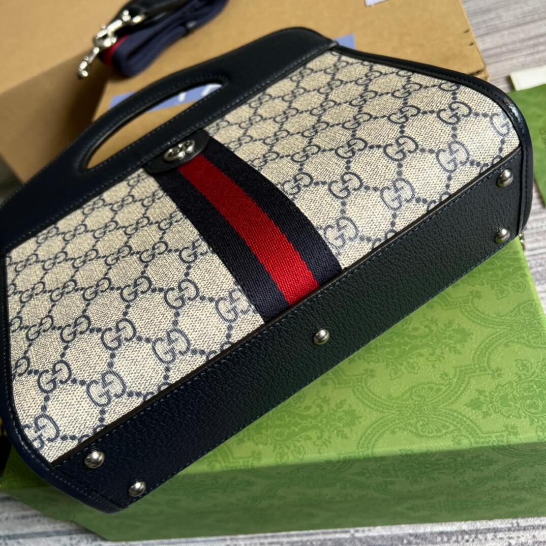 GC693724 shoulder bag blue/pvc?white/pvc?coffee brown/pvc Leather