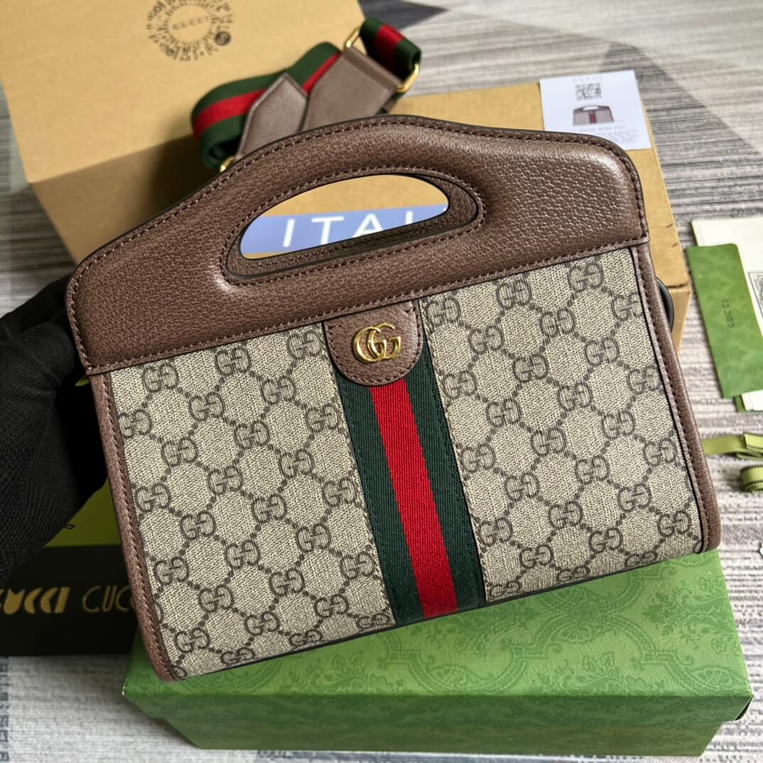 GC693724 shoulder bag blue/pvc?white/pvc?coffee brown/pvc Leather