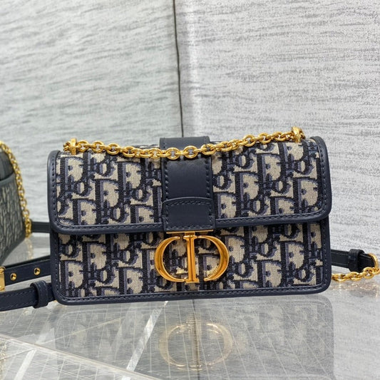 30 MONTAIGNE 21.5CM BLUE OBLIQUE EMBROIDERY Amelia